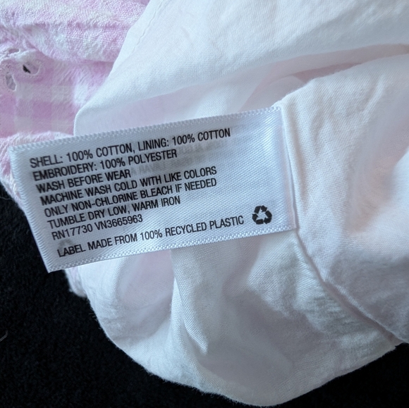 Cat & Jack Girls Linen Cotton Pink Checkered Gingham Floral Lace Spring Dress - Picture 8 of 10